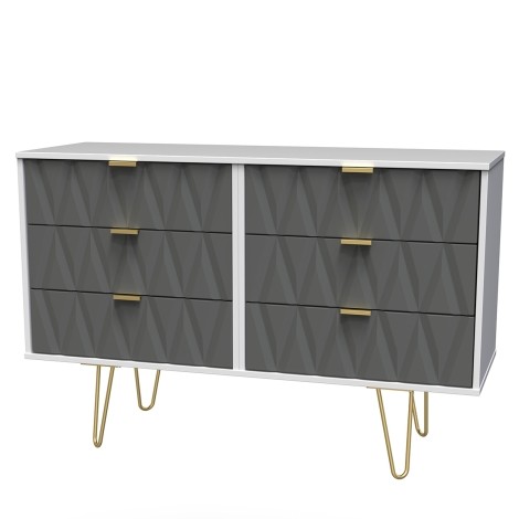 Diamond - Shadow Matt - Wide - Chest of 6 Drawers - White Matt Base