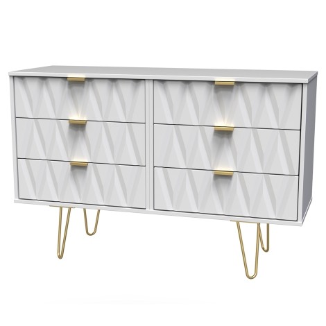 Diamond - Wide - Chest of 6 Drawers - White  Matt Finish