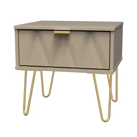 Diamond - 1 Drawer - Bedside Cabinet - Mushroom Finish