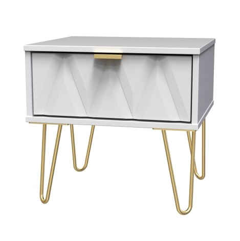 Diamond - 1 Drawer - Bedside Cabinet - White Matt Finish