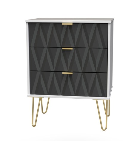 Diamond - Graphite - Medium - Chest of 3 Drawers - White Matt Base