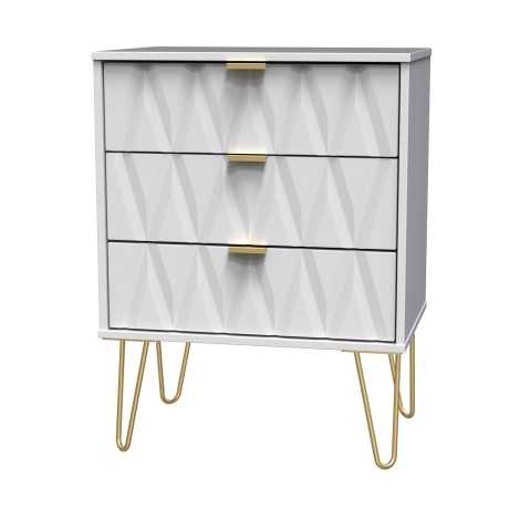 Diamond - Medium - Chest of 3 Drawers - White  Matt Finish