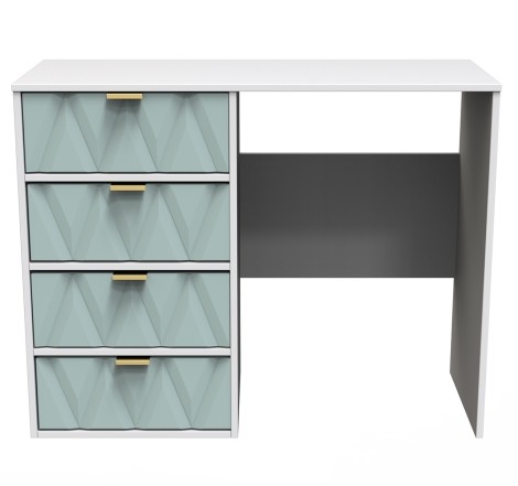 Diamond - Duck - Single Pedestal Dressing Table / Vanity Table / Desk - White Matt Base