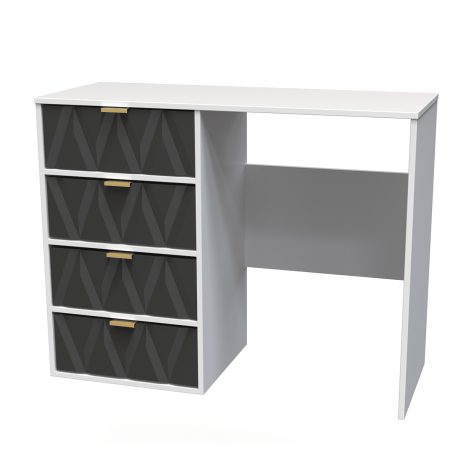 Diamond - Graphite - Single Pedestal Dressing Table / Vanity Table / Desk - White Matt Base