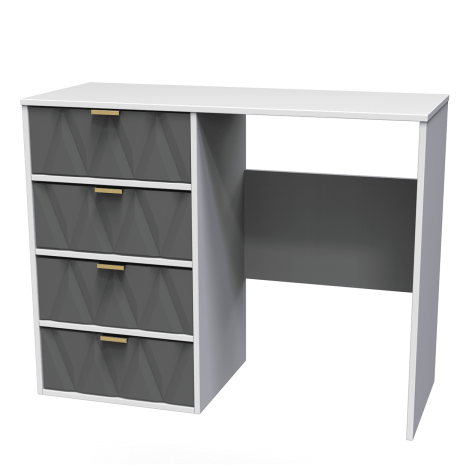 Diamond - Shadow Matt - Single Pedestal Dressing Table / Vanity Table / Desk - White Matt Base