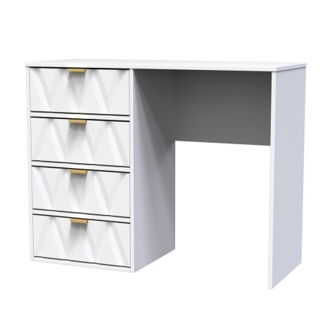 Diamond - Single Pedestal Dressing Table / Vanity Table / Desk - White  Matt Finish