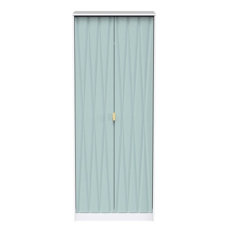 Diamond - Duck - 2 Door -Double - Tall - Plain Wardrobe - White Matt Base