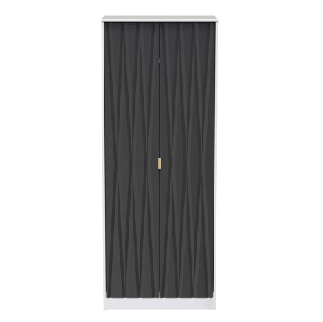 Diamond - Graphite - 2 Door -Double - Tall - Plain Wardrobe - White Matt Base