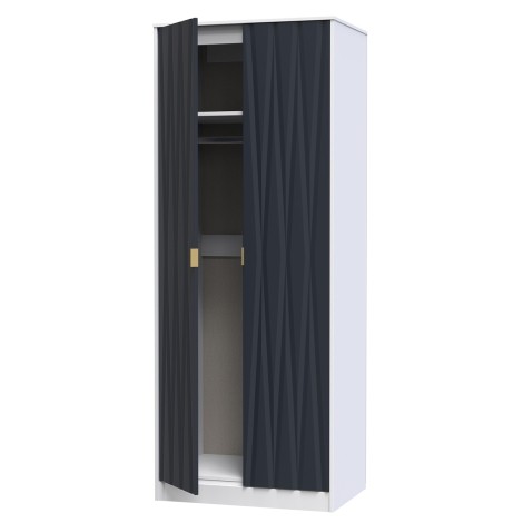 Diamond - Indigo - 2 Door - Double - Tall - Plain Wardrobe - White  Matt Base