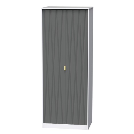 Diamond - Shadow Matt - 2 Door -Double - Tall - Plain Wardrobe - White Matt Base