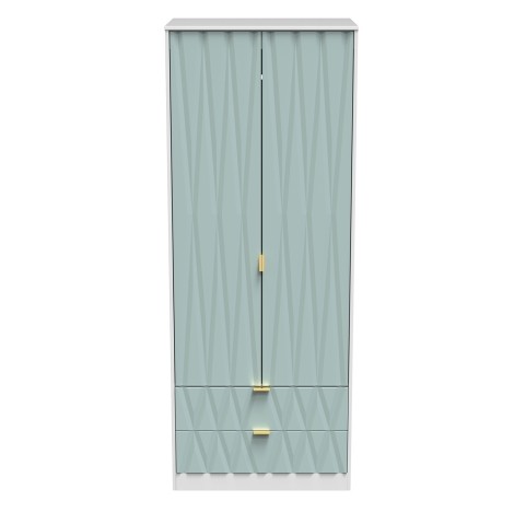 Diamond - Duck - 2 Door 2 Drawer - Double - Tall - Plain Wardrobe - White Matt Base