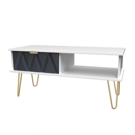 Diamond - Indigo - 1 Drawer - Coffee Table - White Matt Base