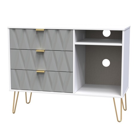 Diamond - Shadow Matt - 3 Drawer - TV Unit - White Matt Base
