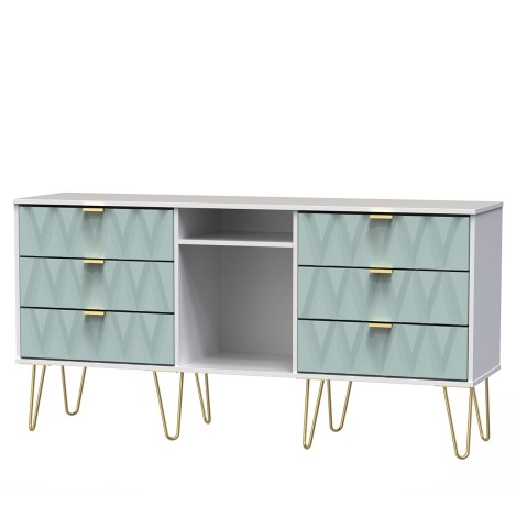Diamond - Duck - 6 Drawer - TV Unit - White Matt Base