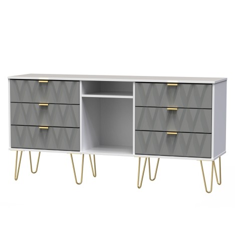 Diamond - Shadow Matt - 6 Drawer - TV Unit - White Matt Base