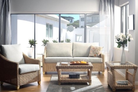 Dijon Natural Wash, Cane 3 Seater Sofa & 2 Arm Chairs
