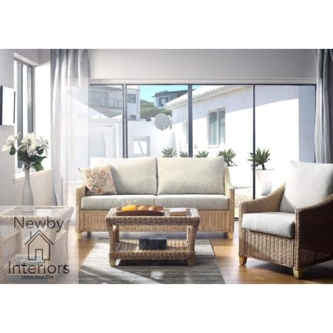 Dijon 3 Seater Sofa & 2 Chairs Natural Wash Rattan