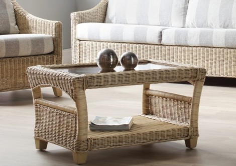 Desser - Dijon - Natural Wash - Cane Coffee Table Bronze Glass