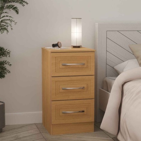 Dorset - Modern Oak 3 Drawer Bedside Cabinet / Bedside Table / Nightstand