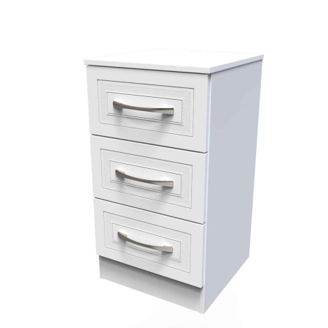Dorset - White Matt 3 Drawer Bedside Cabinet / Bedside Table / Nightstand