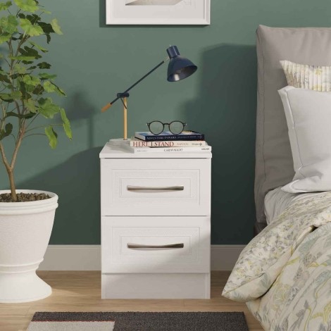 Dorset - Signature White 2 Drawer Bedside Cabinet / Bedside Table / Nightstand