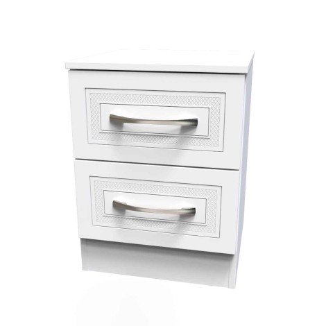 Dorset - White Matt 2 Drawer Bedside Cabinet / Bedside Table / Nightstand