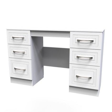 Dorset - White Matt Kneehole Double Pedestal Dressing Table / Vanity Table / Desk