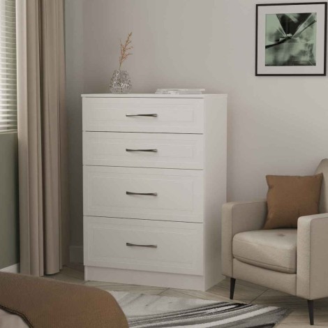 Dorset - White Matt Chest of 4 Deep Drawers