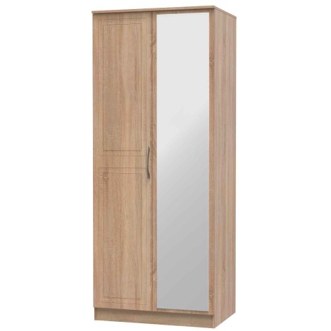 Dorset - Bardolino Oak 2 Door Double Mirror Wardrobe