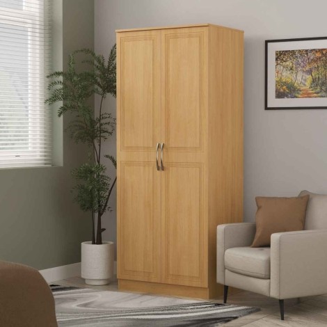 Dorset - Modern Oak 2 Door Double Plain Wardrobe