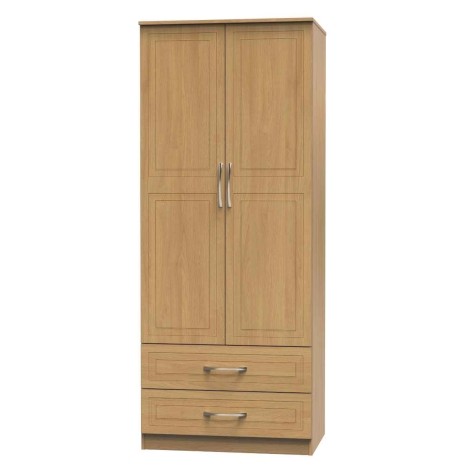 Dorset - Modern Oak 2 Door 2 Drawer Double Wardrobe
