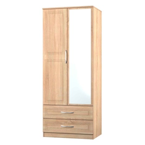 Dorset - Bardolino Oak 2 Door 2 Drawer Double Mirrored Wardrobe