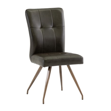 Pair Of - Kabana - Dining Chair - Dark Brown - PU Leather Upholstery - Brass Powder Coated Legs