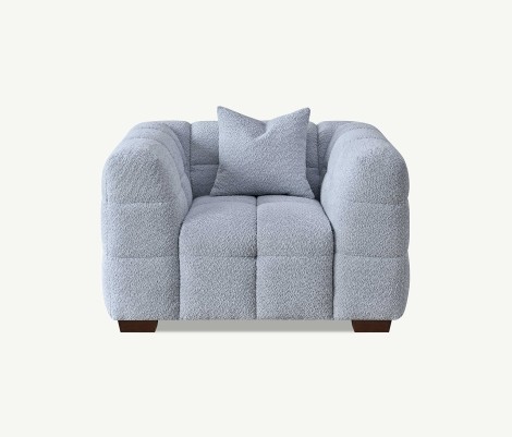 Aluxo Tribeca - Pearl Boucle Fabric Upholstered - Chesterfield Chair