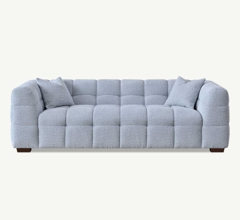 Aluxo Tribeca - Pearl Boucle Fabric - 3 Seater Chesterfield Sofa