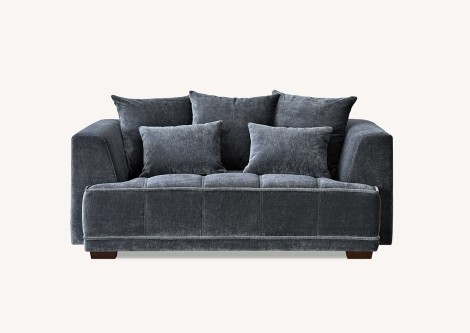 Aluxo Gramercy - Steel Velvet Boucle Fabric - 2 Seater Sofa