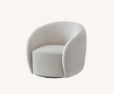 Aluxo Nolita - Latte Boucle Fabric - Single Seater - Teddy Sofa