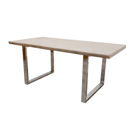 Freya - 1.8m / 180cm - Rectangular Dining Table - Light Pine Wood Top - Chrome Metal Legs