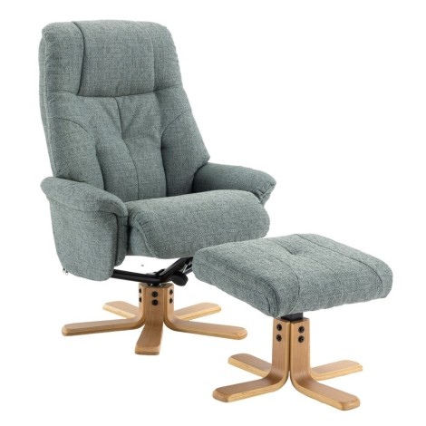 GFA -  Dubai - Lisbon Teal - Fabric - 360 Swivel Recliner Chair & Stool