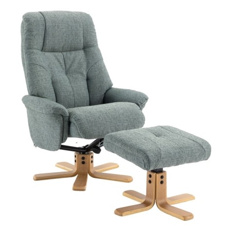 GFA - Dubai - Lisbon Teal - Fabric - Swivel Recliner Chair & Stool