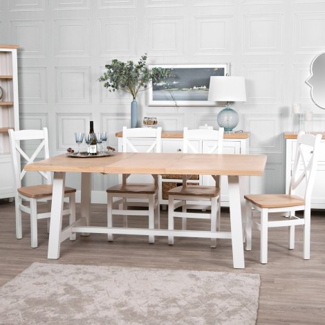 Eaton - Oak and White - Painted - 1.8m Refectory Butterfly Extending table