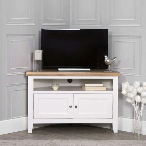 Eaton - Oak and White - Painted - Corner TV Unit