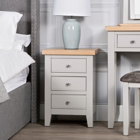 Eaton - Oak and Grey - Painted - 3 Drawer bedside cabinet