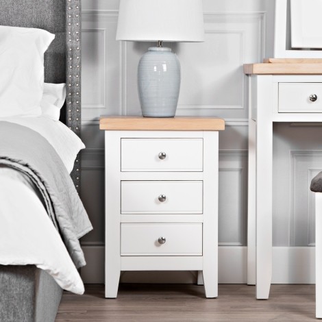 Eaton - Oak and White - Painted - 3 Drawer bedside cabinet