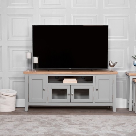 Eaton - Oak and Grey - Painted - Large TV Unit