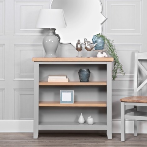 Eaton - Oak and Grey - Painted - Small Wide Bookcase