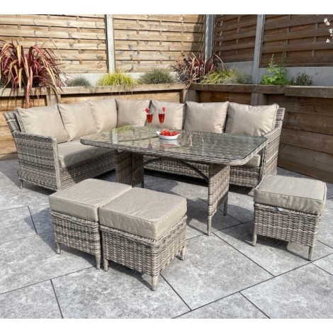 Edwina Outdoor Mixed Weave Corner Sofa Dining Set