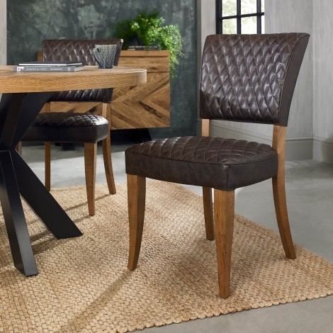 Logan Rustic Oak Upholstered Chair in Old West Vintage (Pair)