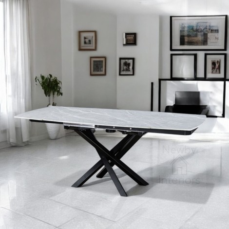 Argento Matte Grey Ceramic Swivel Extending Dining Table (120cm to 180cm)