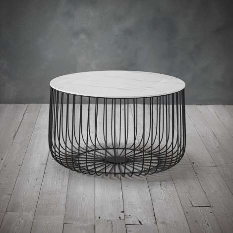 Enzo Large Cage Table Black Frame/Marble Top